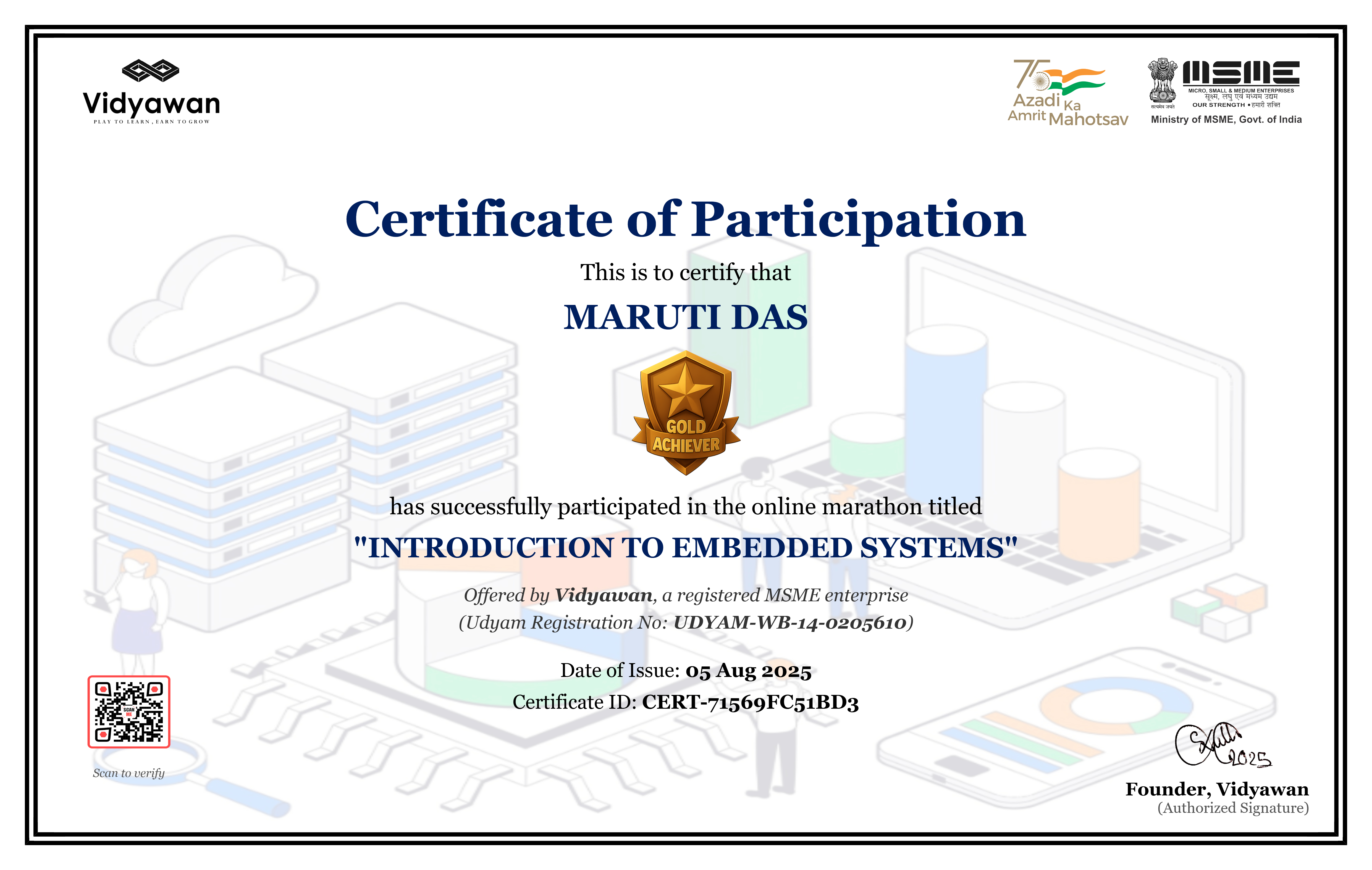 🏅 Demo Marathon Certificate Awarded for successful participation in our online learning marathon – powered by Vidyawan.