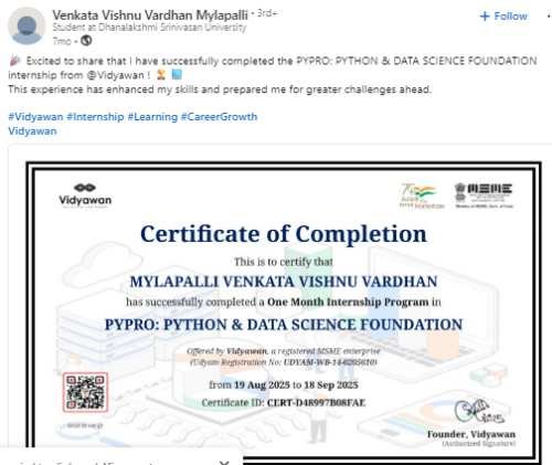 Venkata Vishnu Vardhan Mylapalli